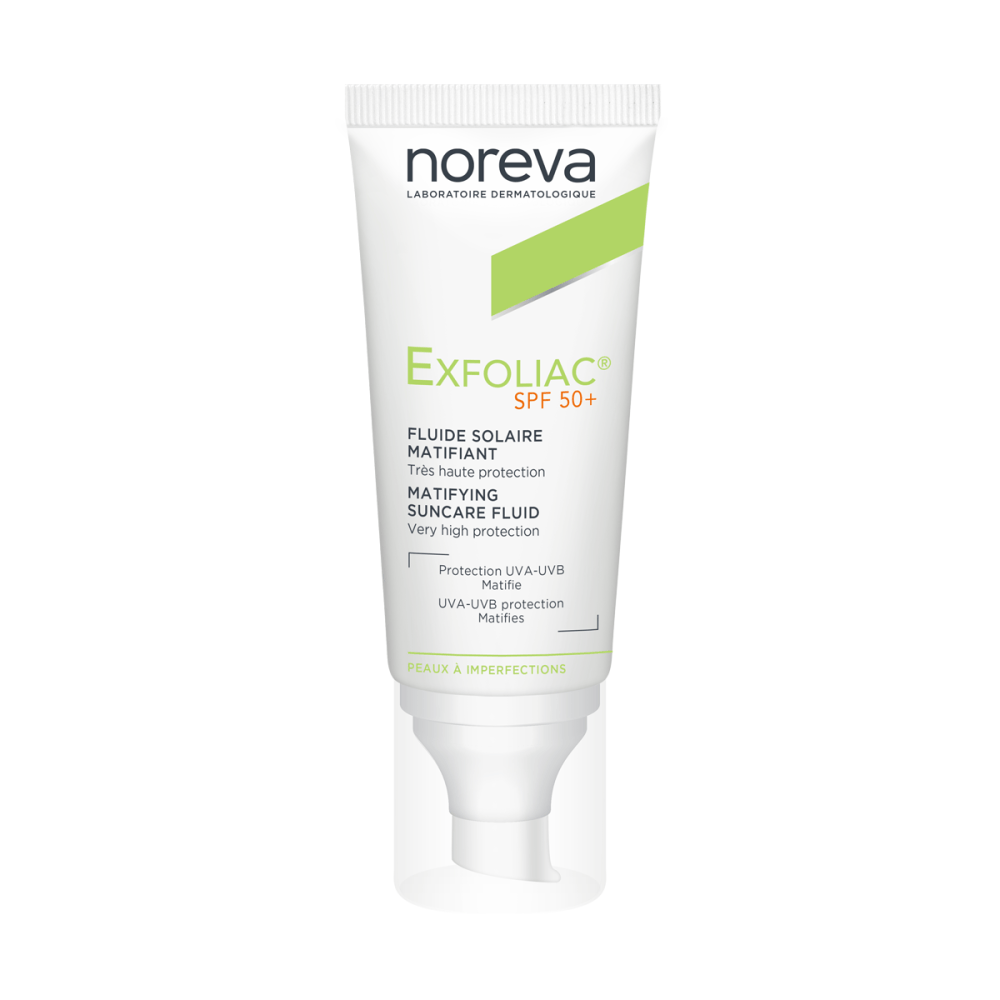 Noreva Exfoliac matirajući fluid za zaštitu od sunca SPF 50+, 40 ml