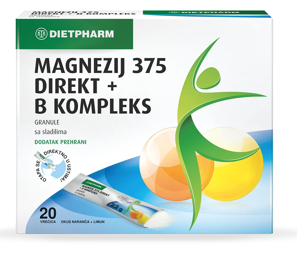 Dietpharm Magnezij 375 Direkt + B kompleks granule