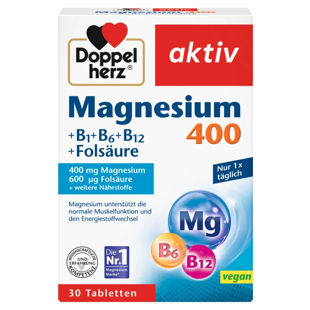 Dopelherz Aktiv Magnesium 400 + B1 + B6 + B12 + Folna 30 tablete