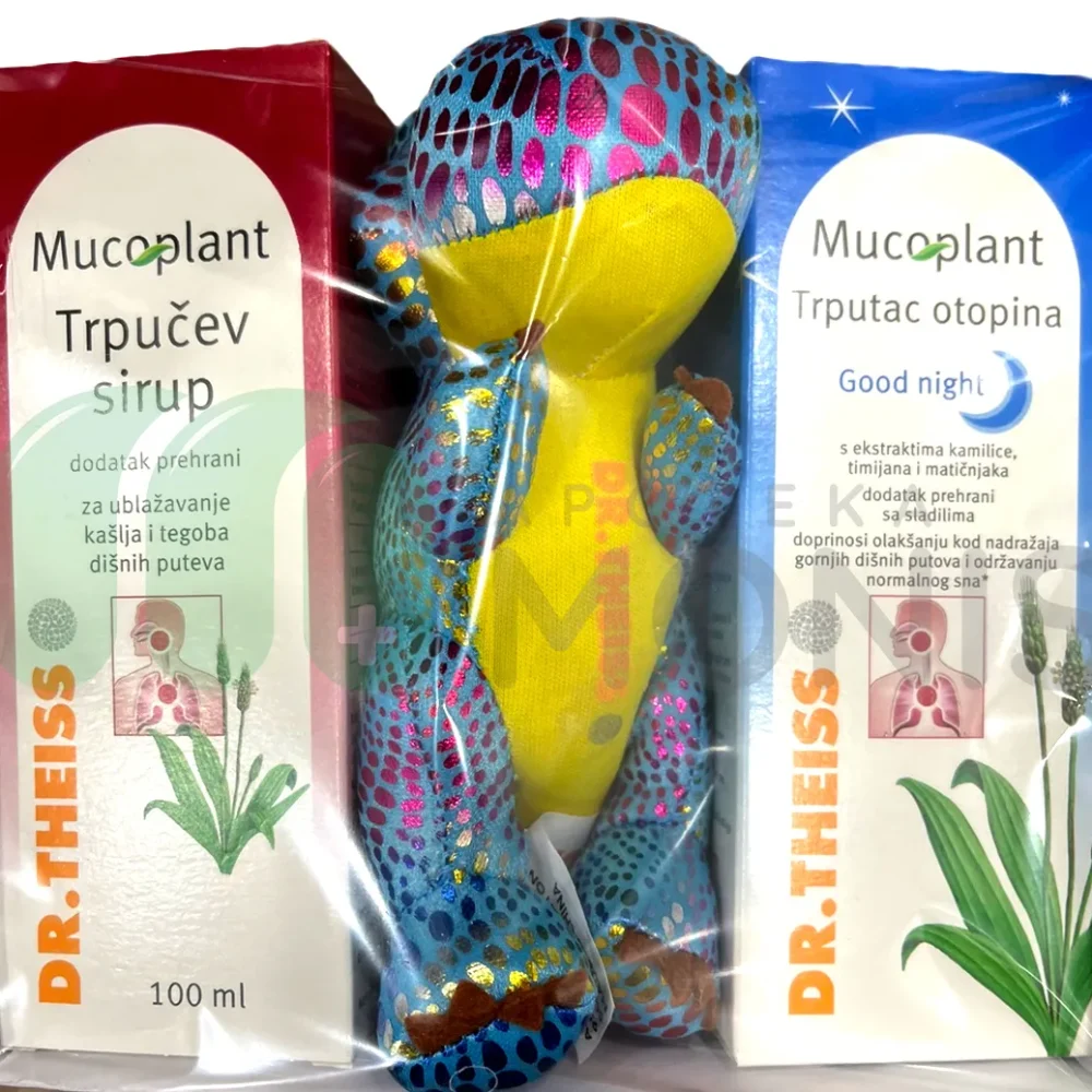 Dr. Theiss Mucoplant Trpučev sirup 100 ml + Mucoplant Trpučev sirup Good night 100 ml + Igračka