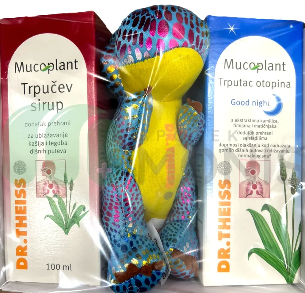 Dr. Theiss Mucoplant Trpučev sirup 100 ml + Mucoplant Trpučev sirup Good night 100 ml + Igračka