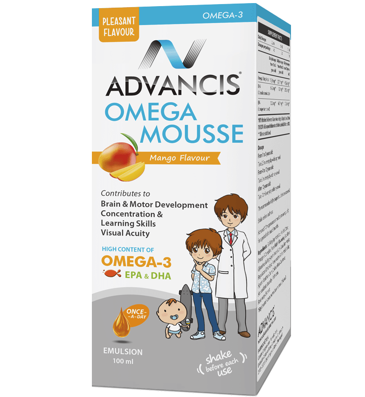 ADVANCIS OMEGA MOUSSE 100 ml – Visok sadržaj omega-3 masnih kiselina (EPA i DHA) za djecu