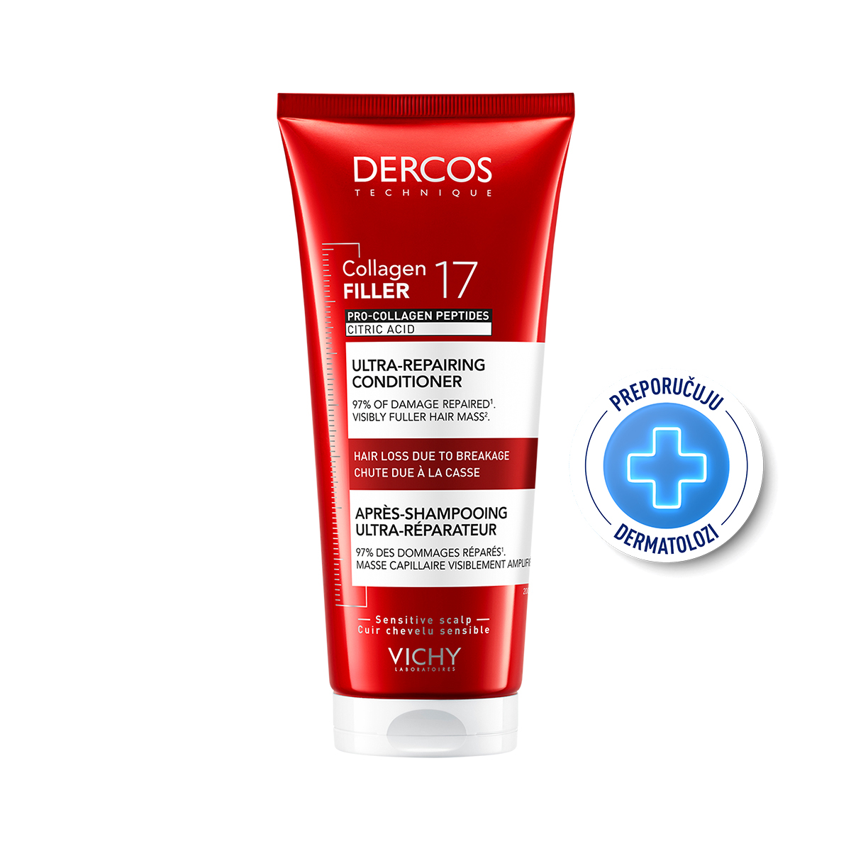 Vichy Dercos Collagen 17 Filler Ultra-obnavljajući balzam 200 ml