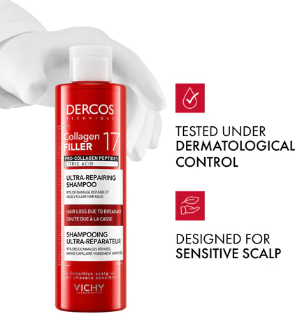 Vichy Dercos Collagen 17 Filler Ultra-obnavljajući šampon 200 ml - Slika 2