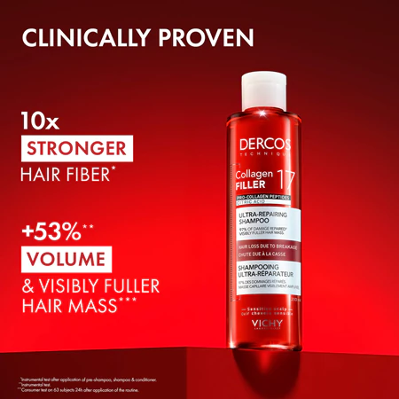 Vichy Dercos Collagen 17 Filler Ultra-obnavljajući šampon 200 ml - Slika 3